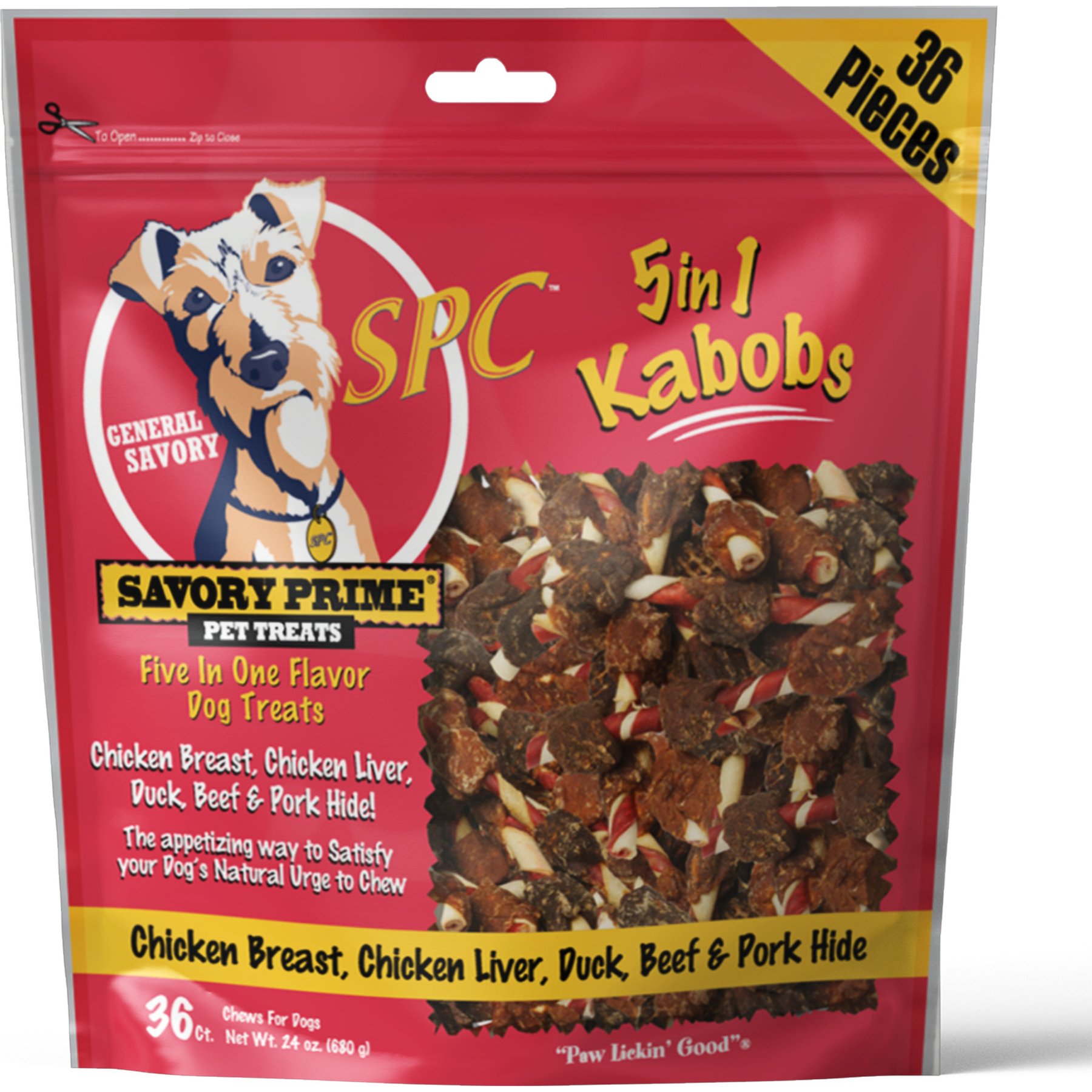 Savory Prime Triple Flavor Kabobs Chicken, Duck & Chicken Liver Dog Treat Chews, 36 count