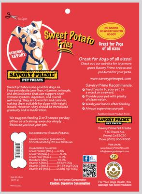 Show full view: Savory Prime Sweet Potato Fries Soft & Chewy Dog Treats, 8-oz bag slide 3 of 3