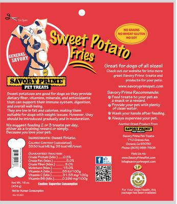Show full view: Savory Prime Sweet Potato Fries Soft & Chewy Dog Treats, 16-oz bag slide 3 of 3