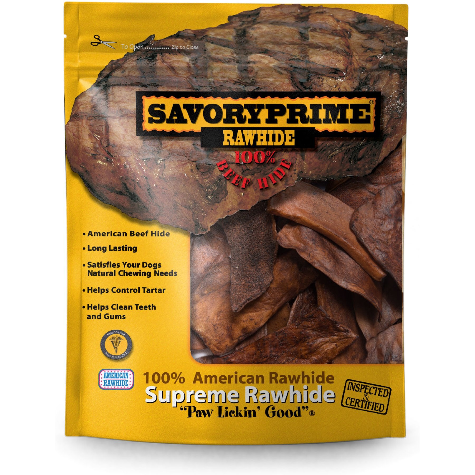 Savory Prime Rawhide Chips Beef Dog Treats, 16-oz bag