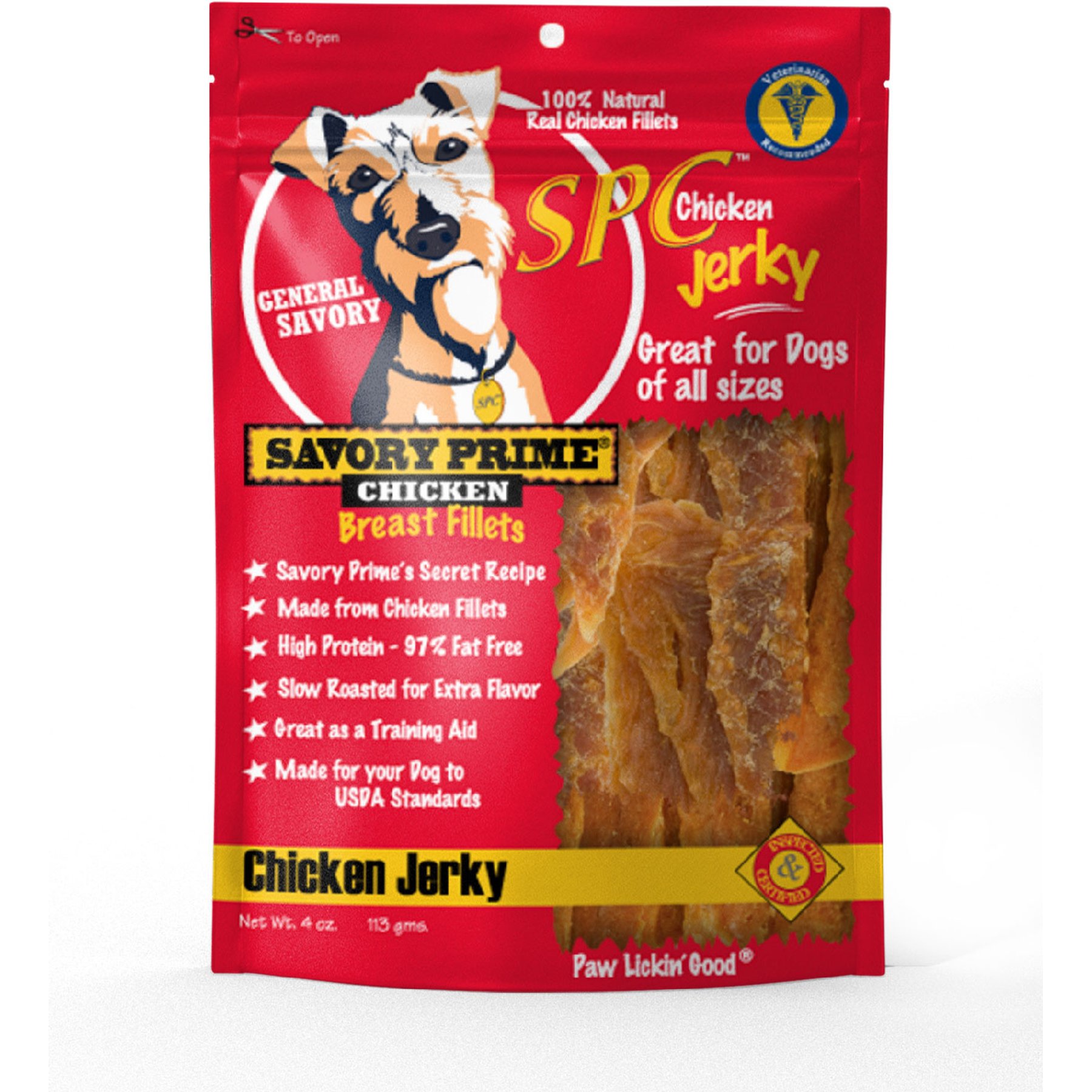 Savory Prime Natural Chicken Jerky Breast Dog Treats, 4-oz bag