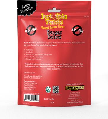 Show full view: Savory Prime Beggar Bones Pork Skin Twist Dog Treats, 10.8-oz bag, 11 count slide 3 of 3