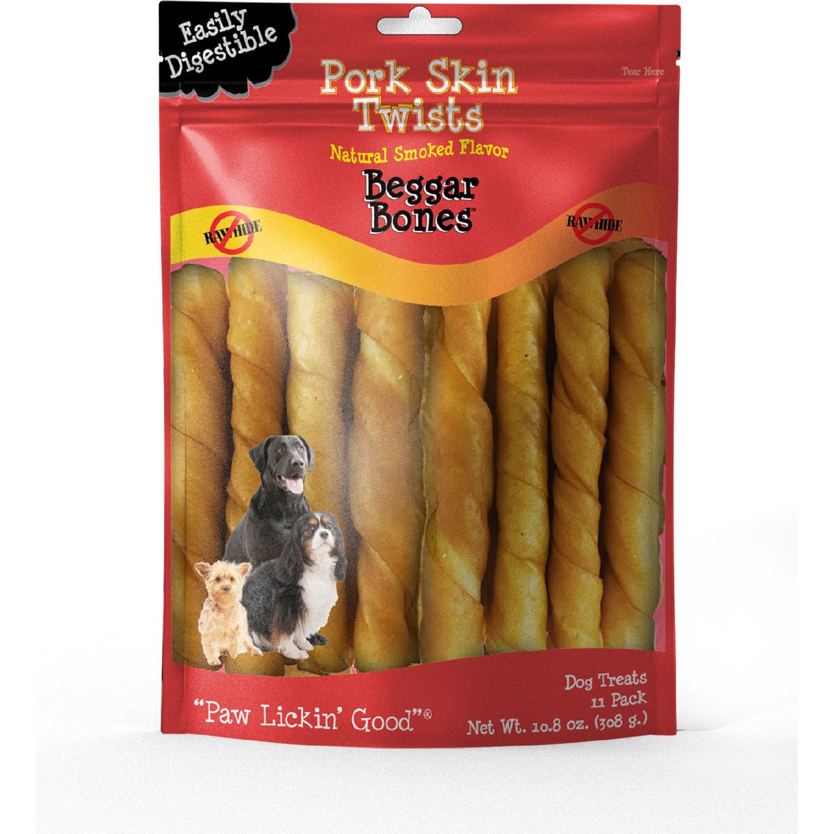 Savory Prime Beggar Bone Pork Skin Twist Rawhide-Free Dog Treats, 11 count