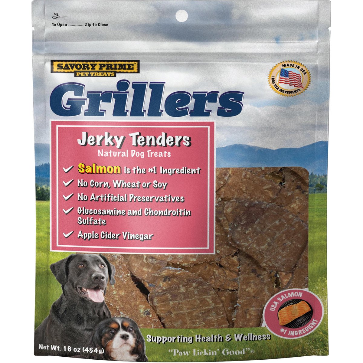 Savory Prime Grillers Salmon Tenders Jerky Dog Treats, 16-oz bag