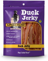 Savory Prime Natural Duck Jerky Dog Treats, 8-oz bag