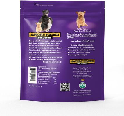 Show full view: Savory Prime Natural Duck Jerky Dog Treats, 4-oz bag slide 3 of 3