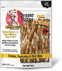 Savory Prime Beggar Bones 3 in 1 Chicken Twist Sticks Dog Treats, 8-oz bag, 20 count