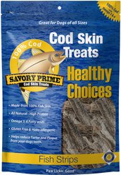 Savory Prime Cod Skin Fish Strips Dog Treats, 8-oz bag
