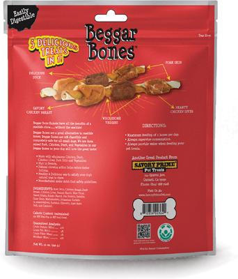 Show full view: Savory Prime Beggar Bones Chicken Kabobs Dog Treats, 12-oz bag, 18 count slide 3 of 3