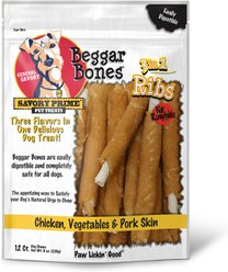 Savory Prime Beggar Bones 3 in 1 Chicken Ribs Dog Treats, 8-oz bag, 12 count