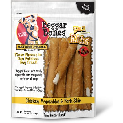 Savory Prime Savory Prime Beggar Bone Chicken Ribs Rawhide-Free Dog Treats, 12 count