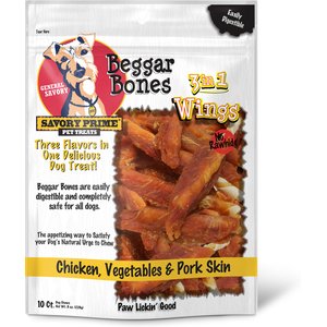 Savory Prime Beggar Bone Chicken Wings Rawhide-Free Dog Treats, 10 count