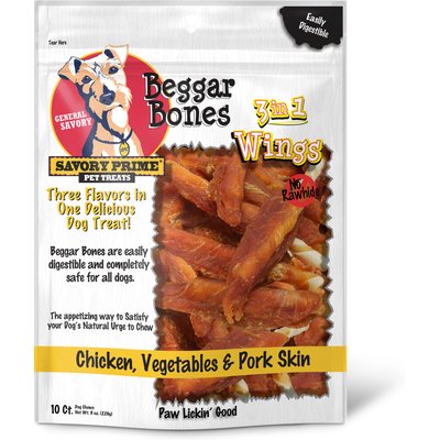 Savory Prime Savory Prime Beggar Bone Chicken Wings Rawhide-Free Dog Treats, 10 count