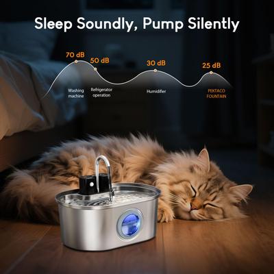 Show full view: PEKTACO Wireless Stainless Steel Cat Water Fountain, Silver, 108-oz slide 4 of 7