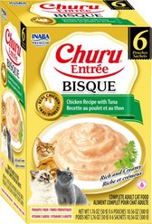 Inaba Churu Entrée Chicken Recipe with Tuna Bisque Grain-Free, High Moisture, Prebiotic Bits-in-Broth Wet Cat Food, 1.76-oz pouch, 6 count