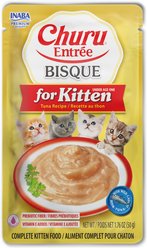 Inaba Churu Entrée Kitten Tuna Recipe Bisque Grain-Free, High Moisture, Prebiotic Bits-in-Broth Wet Cat Food, 1.76-oz pouch, 48 count