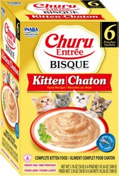 Inaba Churu Entrée Kitten Tuna Recipe Bisque Grain-Free, High Moisture, Prebiotic Bits-in-Broth Wet Cat Food, 1.76-oz pouch, 6 count