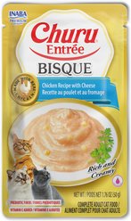 Inaba Churu Entrée Chicken Recipe with Cheese Bisque Grain-Free, High Moisture, Prebiotic Bits-in-Broth Wet Cat Food, 1.76-oz pouch, 48 count