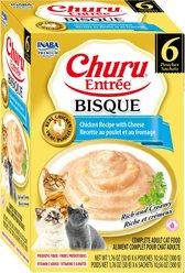 Inaba Churu Entrée Chicken Recipe with Cheese Bisque Grain-Free, High Moisture, Prebiotic Bits-in-Broth Wet Cat Food, 1.76-oz pouch, 6 count slide 1 of 8
