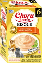 Inaba Churu Entrée Chicken Recipe Bisque Grain-Free, High Moisture, Prebiotic Bits-in-Broth Wet Cat Food, 1.76-oz pouch, 6 count