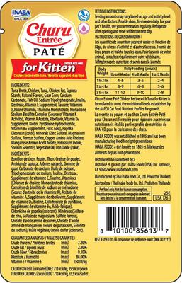 Show full view: Inaba Churu Entrée Kitten Chicken Recipe with Tuna Grain-Free, High Moisture, Prebiotic Pate Wet Cat Food, 1.76-oz pouch, 6 count slide 4 of 11