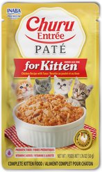 Inaba Churu Entrée Kitten Chicken Recipe with Tuna Grain-Free, High Moisture, Prebiotic Pate Wet Cat Food, 1.76-oz pouch, 48 count