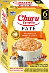 Inaba Churu Entrée Chicken Recipe Grain-Free, High Moisture, Prebiotic Pate Wet Cat Food, 1.76-oz pouch, 6 count