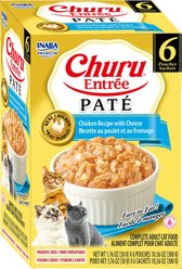 Inaba Churu Entrée Chicken Recipe with Cheese Grain-Free, High Moisture, Prebiotic Pate Wet Cat Food, 1.76-oz pouch, 6 count