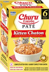 Inaba Churu Entrée Kitten Chicken Recipe with Tuna Grain-Free, High Moisture, Prebiotic Pate Wet Cat Food, 1.76-oz pouch, 6 count slide 1 of 9