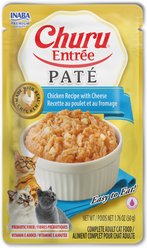 Inaba Churu Entrée Chicken Recipe with Cheese Grain-Free, High Moisture, Prebiotic Pate Wet Cat Food, 1.76-oz pouch, 48 count
