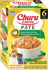 Inaba Churu Entrée Chicken Recipe with Tuna Grain-Free, High Moisture, Prebiotic Pate Wet Cat Food, 1.76-oz pouch, 6 count