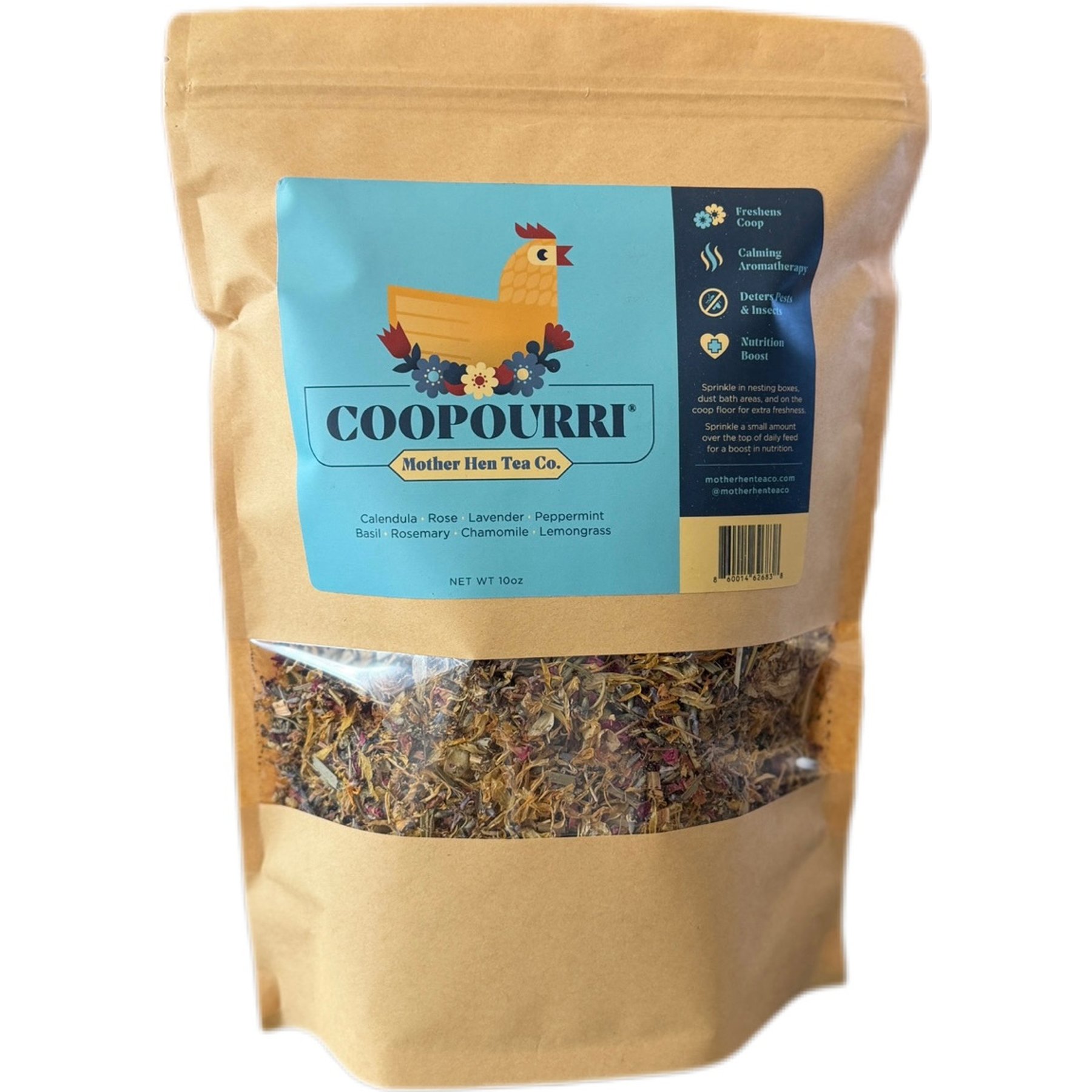 Mother Hen Tea Co Coopourri Immune Support Chicken Flower Nesting Herbs Supplement, 10-oz bag