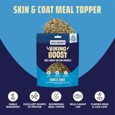 Icelandic+ Icelandic+ Viking Boost Cod Skin Dog & Cat Food Topper, 4-oz bag