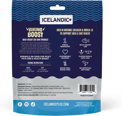 Show full view: Icelandic+ Viking Boost Cod Skin Dog & Cat Food Topper, 4-oz bag slide 4 of 8
