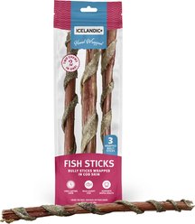 Icelandic+ 12-in Bully Stick Wrapped with Fish Skin Dog Treats, 3 count