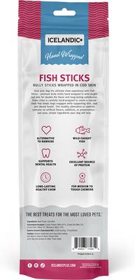 Show full view: Icelandic+ 12-in Bully Stick Wrapped with Fish Skin Dog Treats, 3 count slide 3 of 7