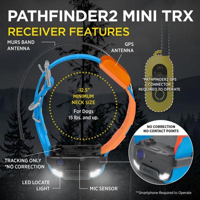 Show full view: Dogtra Pathfinder 2 Mini TRX Dog GPS Tracking Receiver Collar, Blue slide 3 of 6
