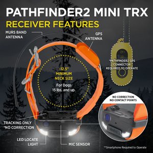 Dogtra Pathfinder 2 Mini TRX Dog GPS Tracking Receiver Collar, Orange