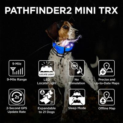 Show full view: Dogtra Pathfinder 2 Mini TRX Dog GPS Tracking Receiver Collar, Blue slide 4 of 6