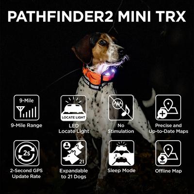 Show full view: Dogtra Pathfinder 2 Mini TRX Dog GPS Tracking Receiver Collar, Orange slide 5 of 7