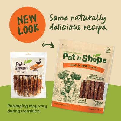 Show full view: Pet 'n Shape All-Natural Duck Hide Twists Dog Treats, 16-oz bag slide 3 of 10