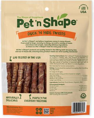 Show full view: Pet 'n Shape All-Natural Duck Hide Twists Dog Treats, 16-oz bag slide 4 of 10
