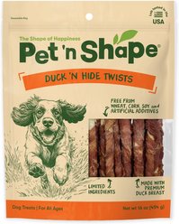 Pet 'n Shape All-Natural Duck Hide Twists Dog Treats, 16-oz bag