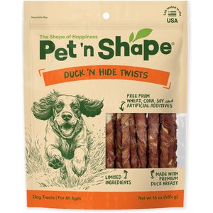 Pet 'n Shape All-Natural Duck Hide Twists Dog Treats, 16-oz bag