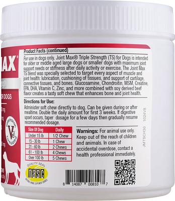 Show full view: Joint MAX Triple Strength Soft Chew Joint Supplement for Dogs, 30 count slide 4 of 11