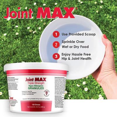 Show full view: Joint MAX Triple Strength Hypo-Allergenic Granules for Dogs, 120 doses slide 6 of 12