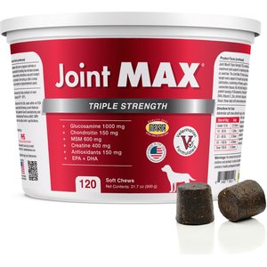 Joint MAX Triple Strength Soft Chews Hip Dysplasia & Arthritis, Glucosamine Supplement for Dogs, 120 count
