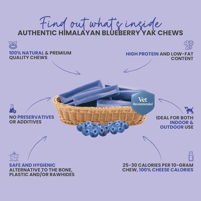 Show full view: Kathmandus Blueberry Flavored Yak Dog Chew Treats, Large: 6-in, 4 count slide 7 of 12
