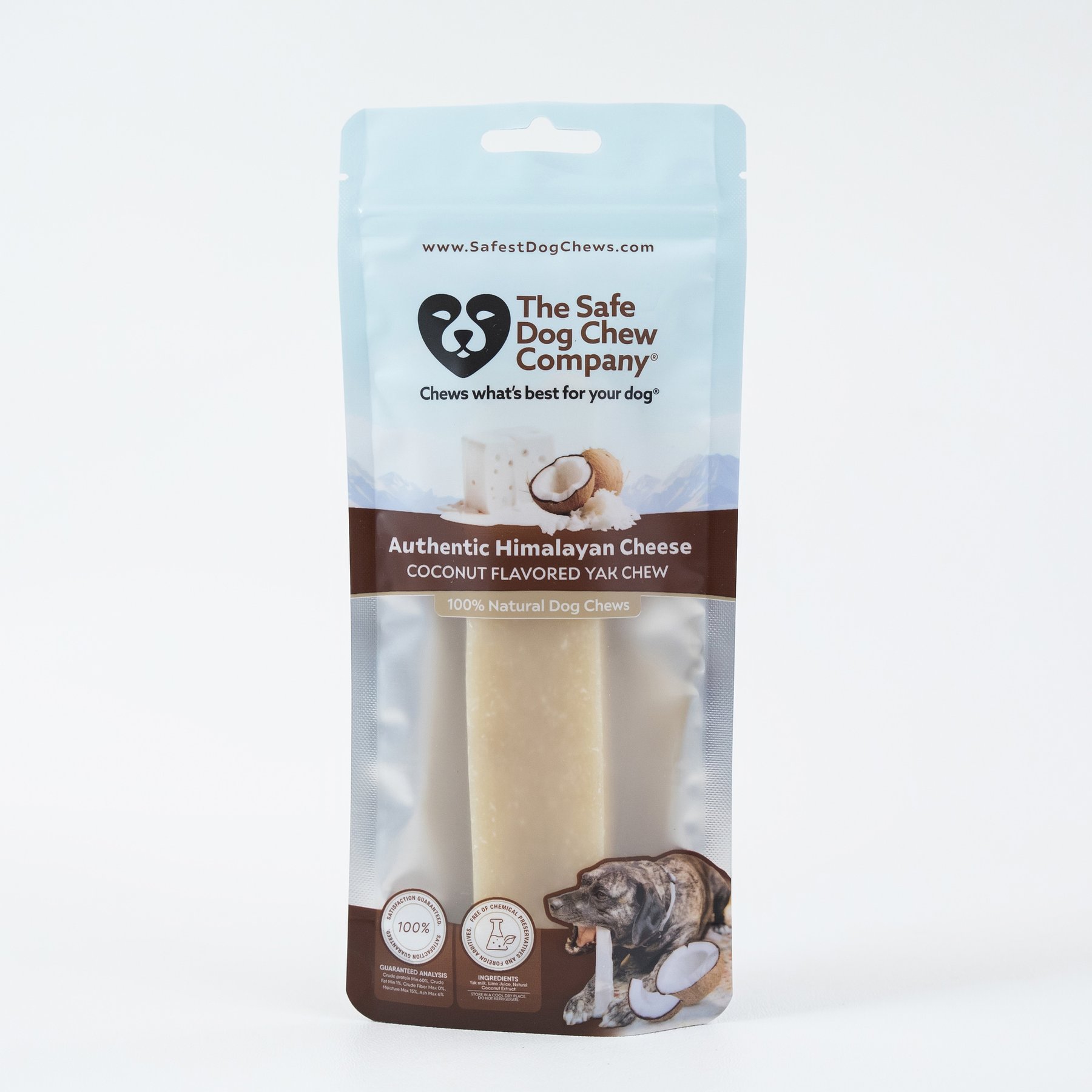 Safe Dog Chew Coconut Flavored Yak Dog Himalayan Chew Treats, Large: 6-in