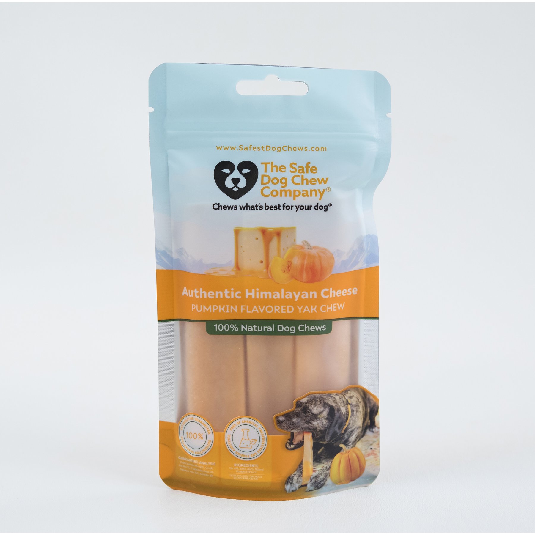 Safe Dog Chew Pumpkin Flavored Yak Dog Himalayan Chew Treats, Small: 4-in, 3 count